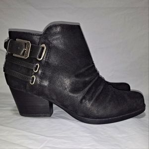 Baretraps Remming Ankle Booties Women's 7M Black Faux Suede Leather Zipup Slouch
